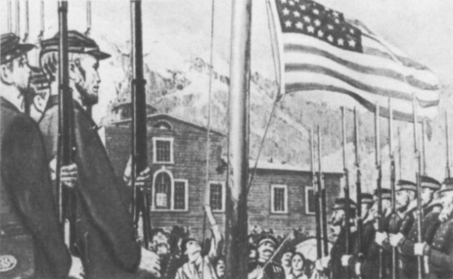 18 октября 1867 года в Новоархангельске была проведена официальная церемония передачи Аляски США. Русские и американские солдаты торжественно промаршеровали по улицам, российский флаг был спущен и поднят флаг США.
