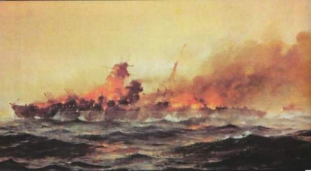 Конец гиганта был также бесславным: во время боя с британским флотом торпеда угодила в склад боеприпасов, что привело к мощному взрыву и затоплению корабля. 