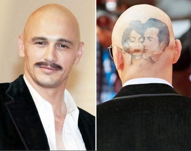 Франко для нового фильма не только обрил голову, но и сделал на черепе татуировку Элизабет Тейлор и Монтгомери Клифт. 